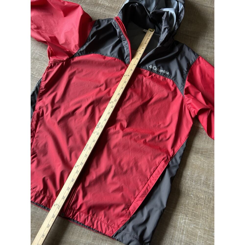 Columbia Windbreaker Jacket Mens S Red Gray Hooded Lightweight Rain Coat - Picture 8 of 12